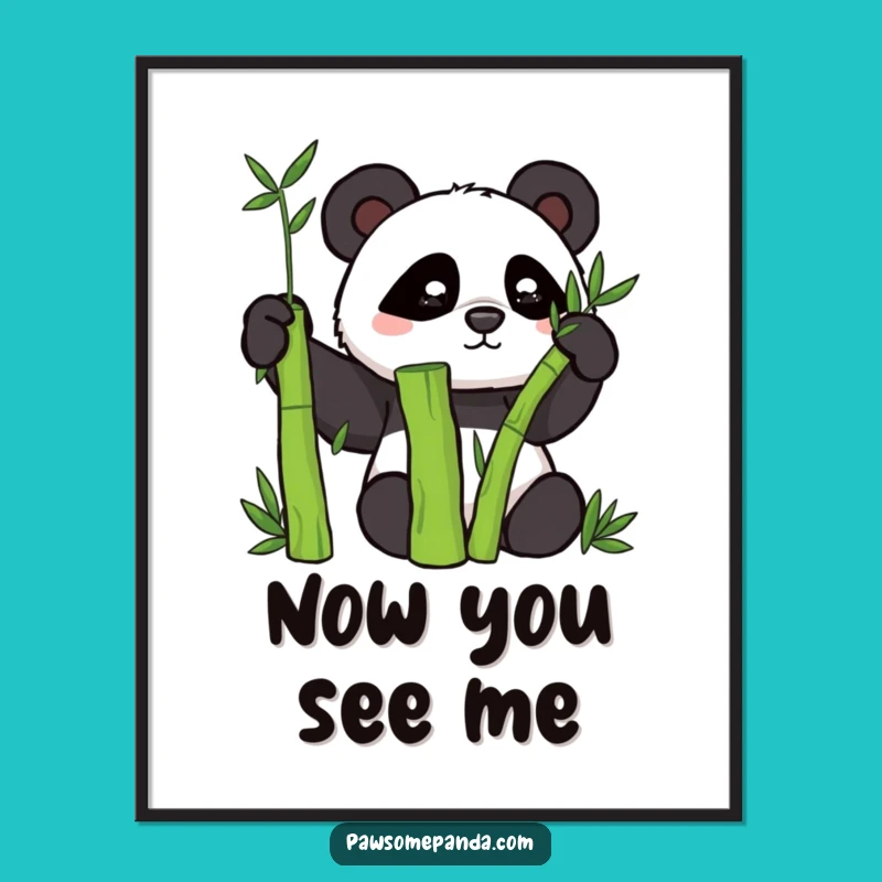 Funny Panda Bamboo Poster - Whimsical Wall Art Gift