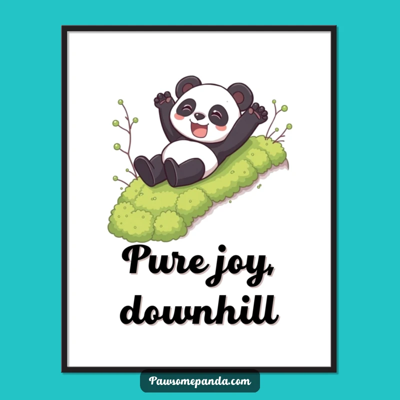 Funny Panda Slide Poster: Mossy Joy Decor, Hilarious Panda Gift