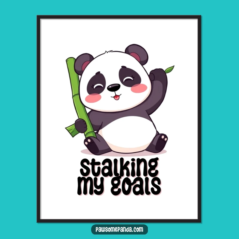 Funny Kawaii Panda Balancing Bamboo Poster - Cute Wall Art Gift
