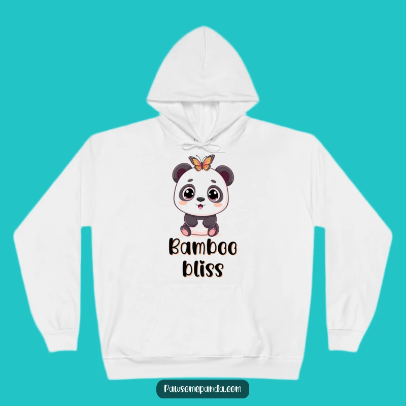 Cozy Funny Panda Hoodie: Wide-Eyed Surprise by Butterfly, Warm Gift Apparel