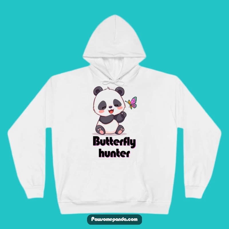 Funny Panda Butterfly Chase Hoodie - Cozy & Comical Animal Wear