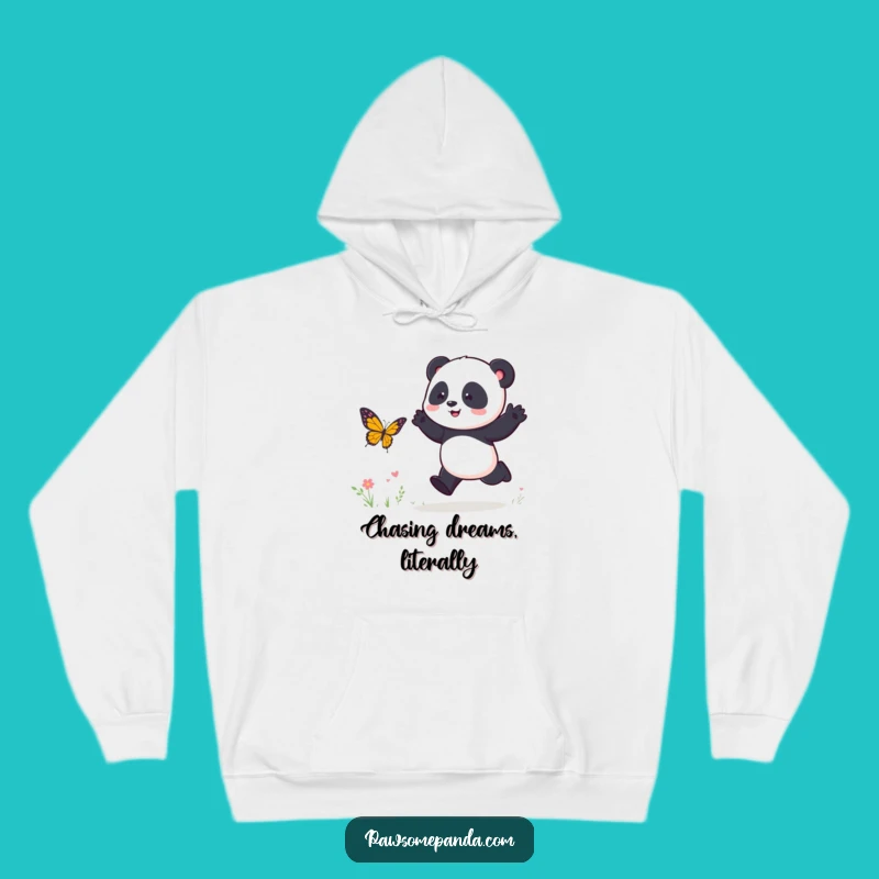 Cozy Funny Panda Butterfly Chase Hoodie: Warmth Meets Whimsy, A Perfect Funny Gift!