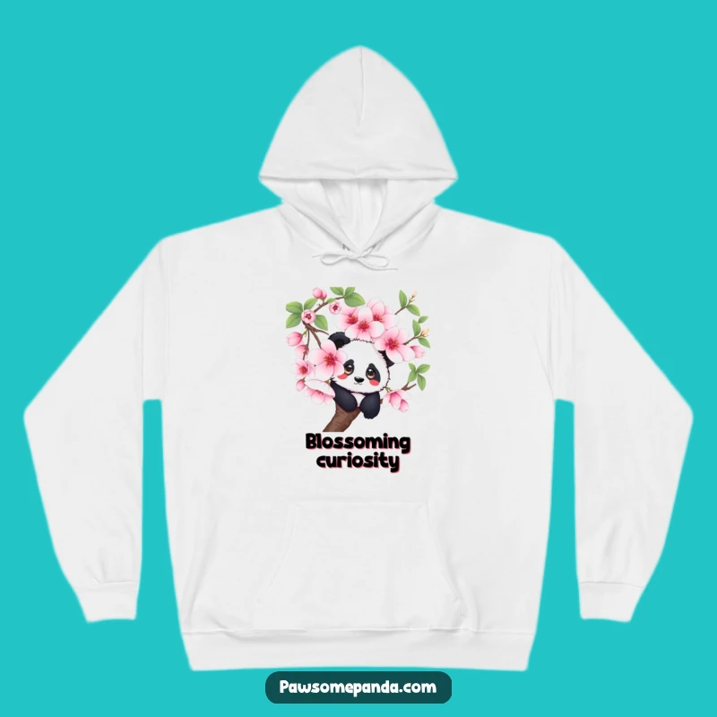 Cozy Funny Curious Panda Cherry Blossom Hoodie - Warmth and Whimsy Combined