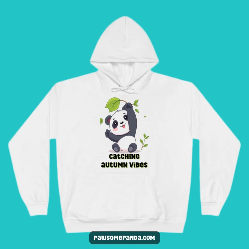 Funny Panda Hoodie: Cozy Panda Reaching for Leaf, Warm Autumn Vibes, Gift