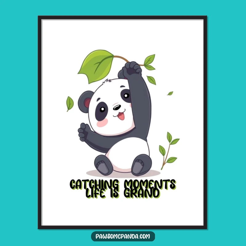 Free Printable Panda Wall Art: Leaf Chase Funny Downloadable Decor for Serene Moments