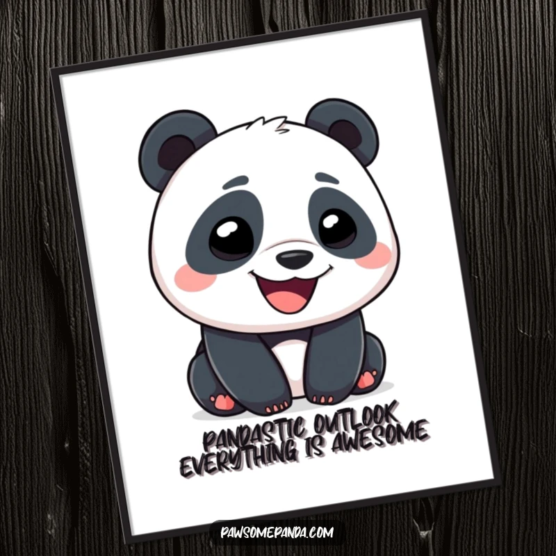 Funny Free Printable Wall Art of a panda with an enormous, goofy grin, spreading pure joy and laughter.