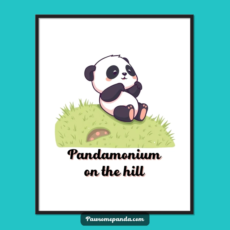 Free Printable Wall Art: Funny Panda Rolling Downhill, Whimsical Downloadable Decor for Your Home!