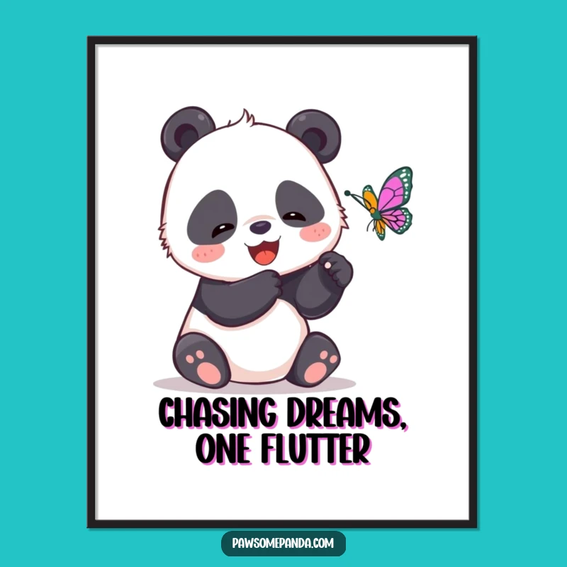 Free Printable Wall Art: Panda Butterfly Giggle - Funny Downloadable Art