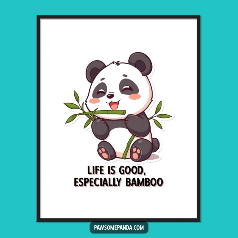 Free Printable Wall Art: Panda Eating Bamboo - Funny Downloadable Decor Gift