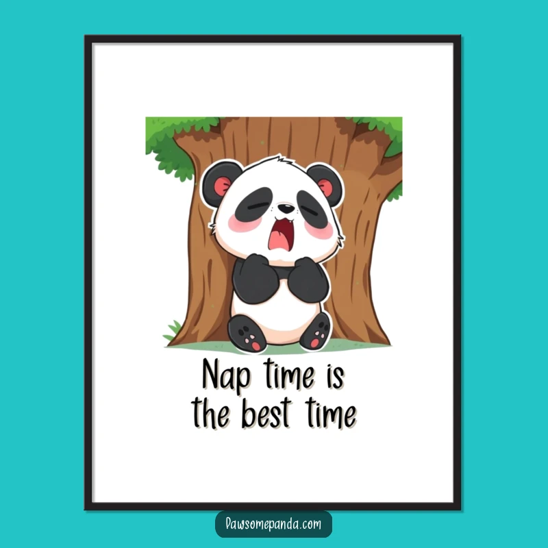 Free Printable Wall Art: Sleepy Panda Yawn, Relaxed Tree Nap Downloadable Art