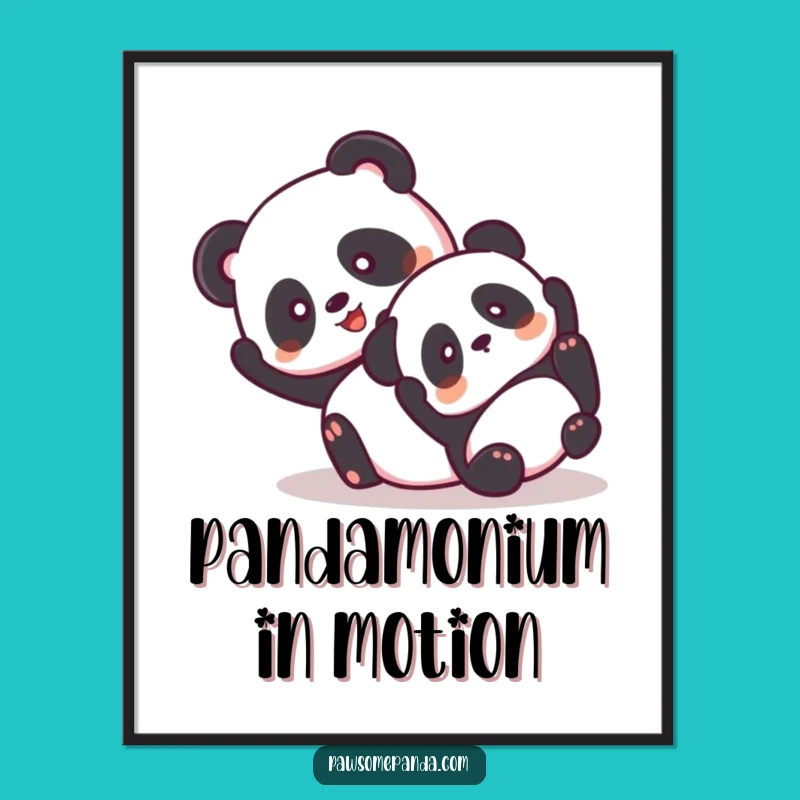 Funny Free Printable Wall Art: Giddy Pandas Tumble - Energetic Decor
