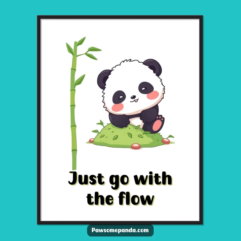 Funny Free Printable Wall Art: Panda Bamboo Tumble, Downloadable Cute Art