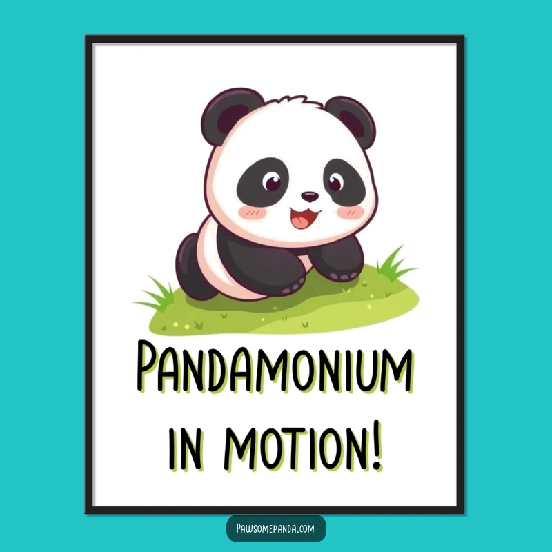 Funny Free Printable Wall Art: Rolling Panda Cub, Joyful Cute Downloadable Decor