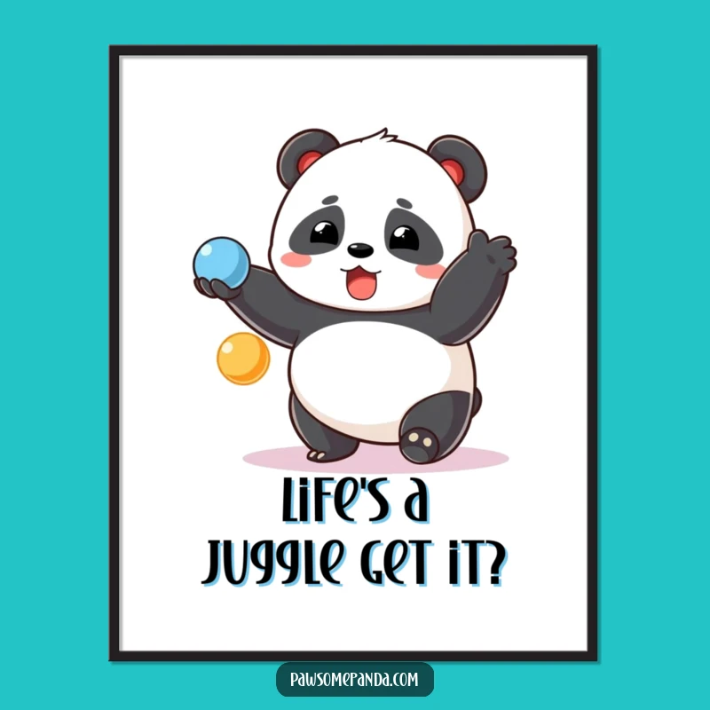 Funny Free Printable Wall Art: Chubby Panda Juggling Surprise Decor