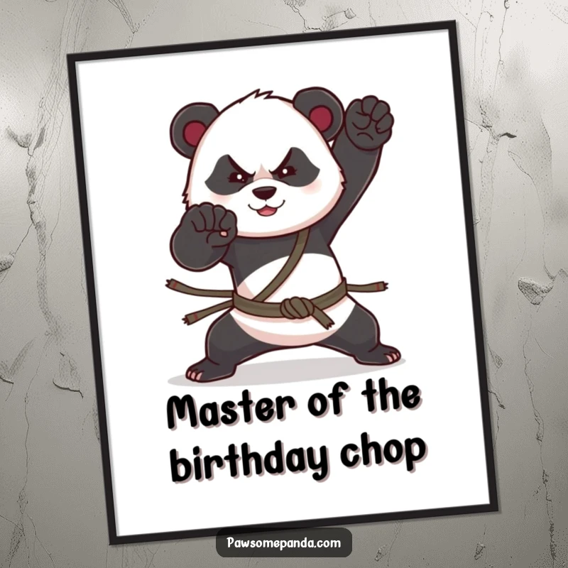 Funny Free Printable Wall Art: A panda strikes a powerful martial arts stance, exuding strength and focus on your wall.