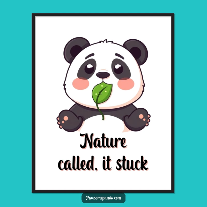 Funny Free Printable Wall Art: Surprised Panda Leaf Nose - Quirky Downloadable Decor
