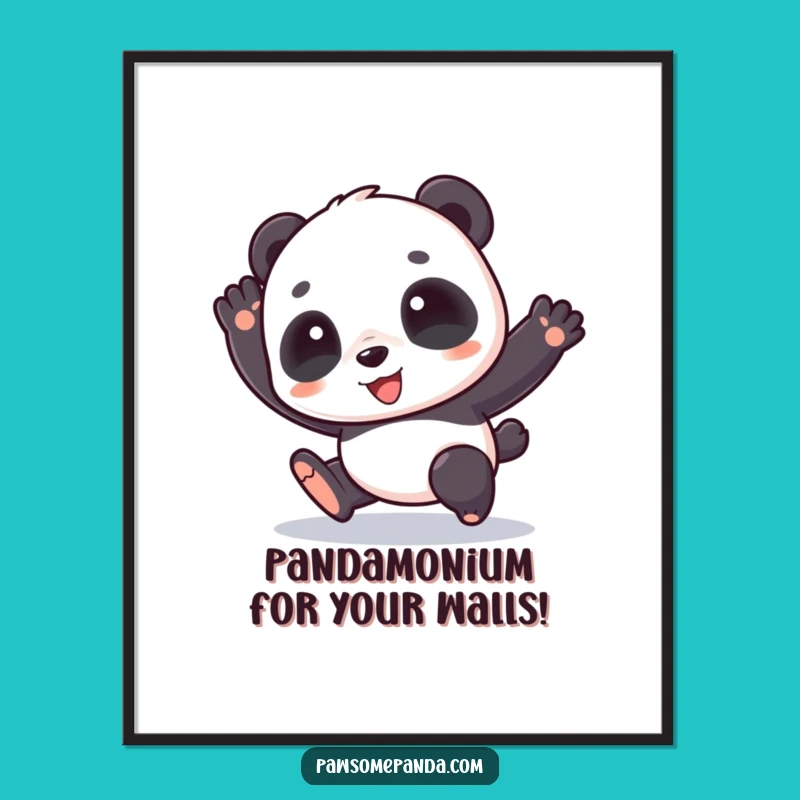 Free Printable Panda Wall Art: Funny Hop Design for a Playful Downloadable Decor Gift