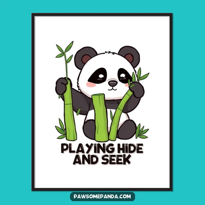 Funny Free Printable Wall Art: Panda Hiding Behind Bamboo - Quirky Decor