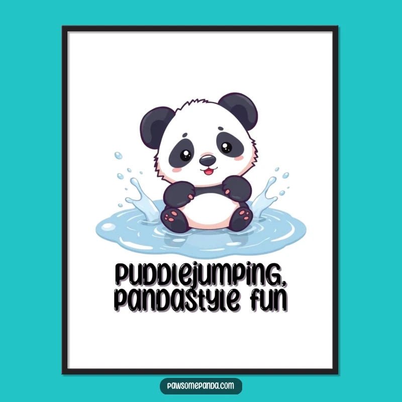 Funny Free Printable Wall Art: Splashing Panda, Playful Downloadable Decor