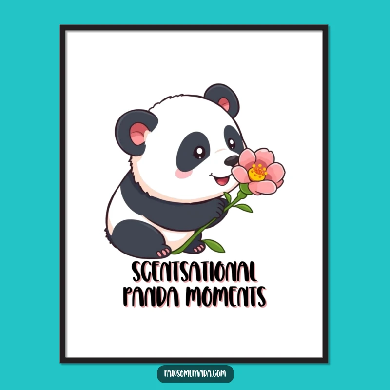 Free Printable Wall Art: Panda's Floral Curiosity - Hilarious Downloadable Decor