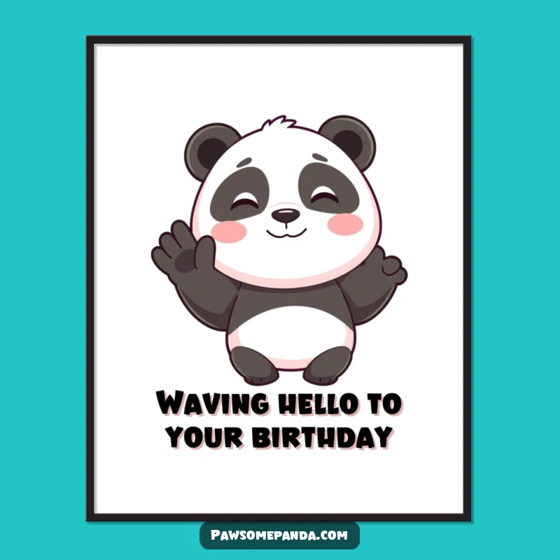 Free Printable Wall Art: Smiling Panda Waving - Funny Downloadable Decor Gift