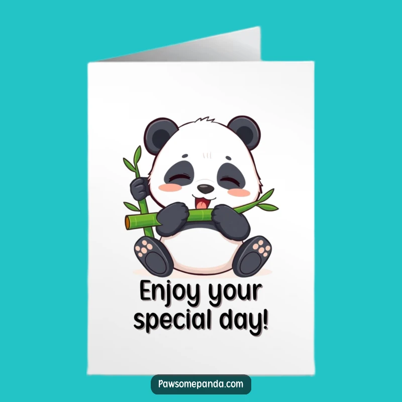 Free Printable Birthday Card: Happy Panda Munch - Funny Downloadable Gift
