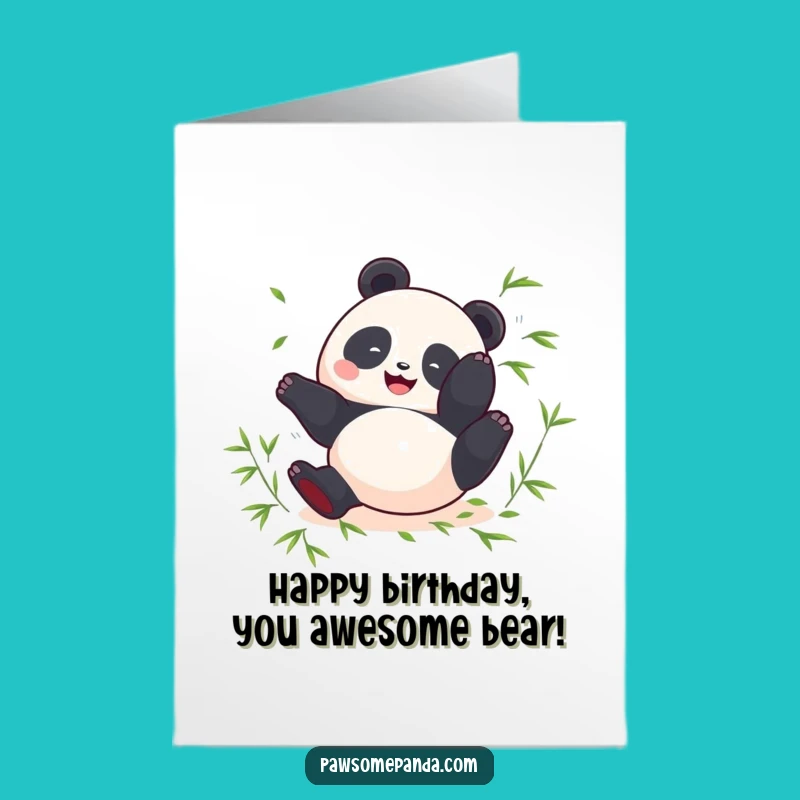 Free Printable Birthday Card: Happy Panda Somersault Funny Downloadable Gift