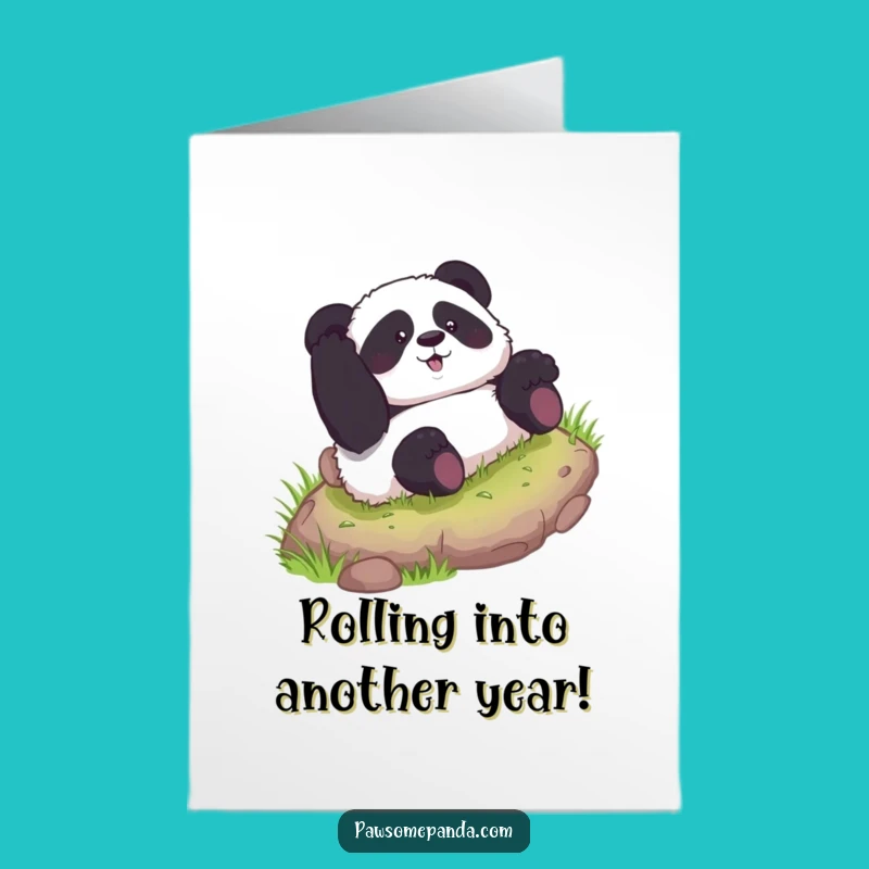 Free Printable Funny Birthday Card: Curious Panda Rolling - Hilarious Downloadable Gift!