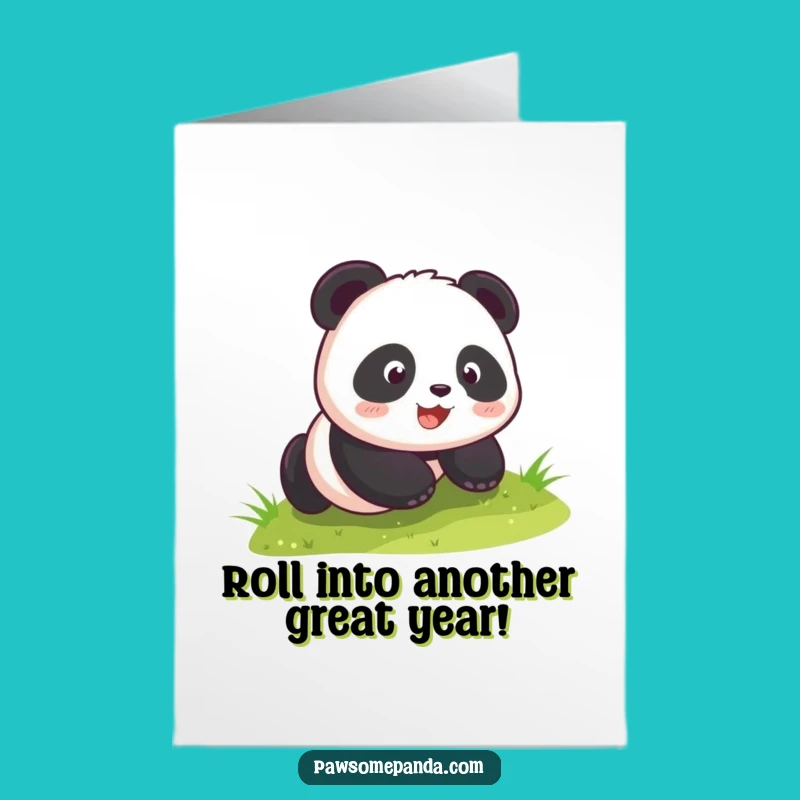 Free Printable Funny Birthday Card: Rolling Panda Cub, Hilarious Downloadable Gift