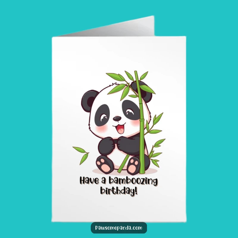 Free Printable Panda Birthday Card: Funny Bamboo Munching Downloadable Gift