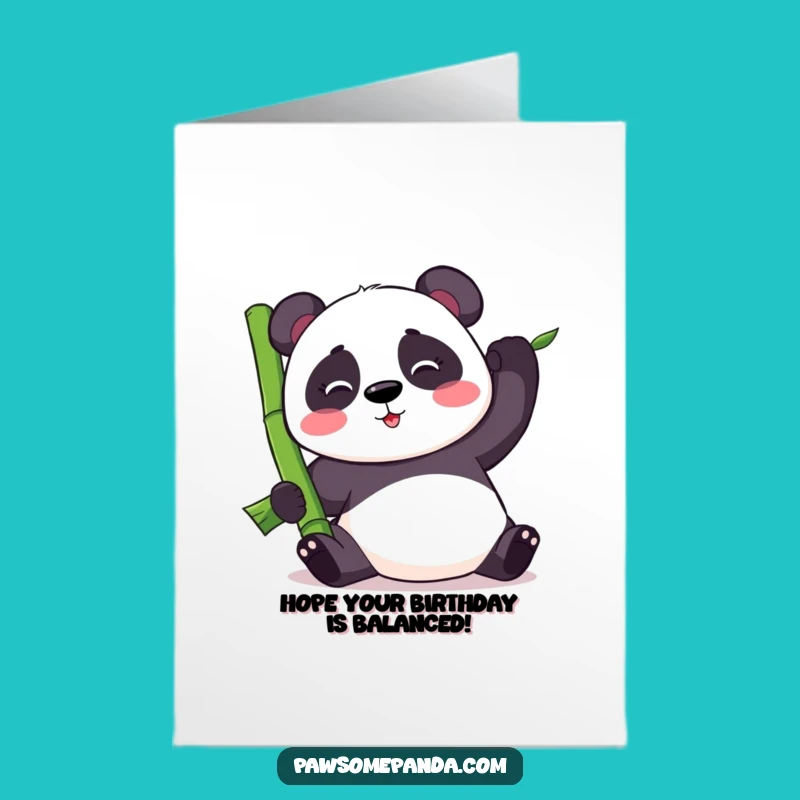 Free Printable Birthday Card: Balancing Panda, Funny Downloadable Gift for a Special Day