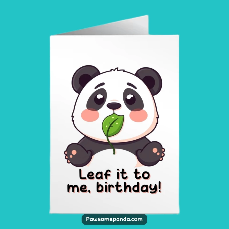 Free Printable Birthday Card: Funny Surprised Panda Leaf Nose - Downloadable