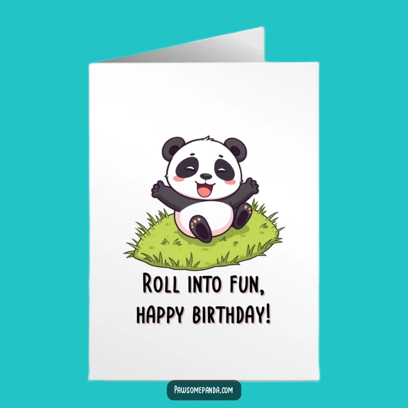 Free Printable Birthday Card: Rolling Panda - Joyful Downloadable Fun Gift