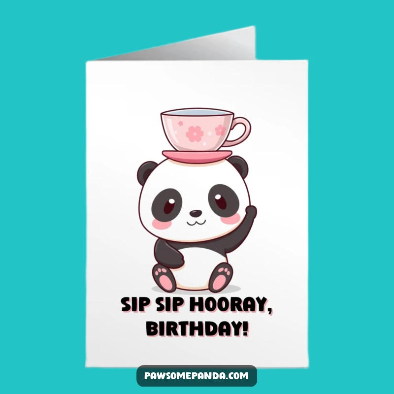 Free Printable Birthday Card: Upside-Down Tea Party Panda, Hilarious Downloadable Gift for a Quirky Friend!
