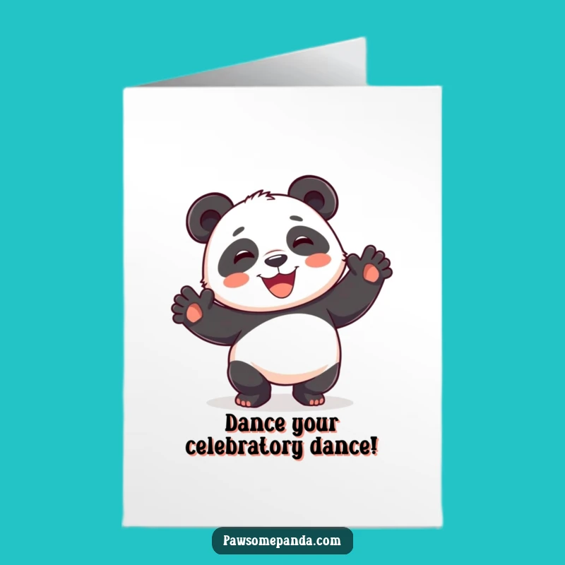 Free Printable Congrats Card: Playful Panda Dancing Celebration