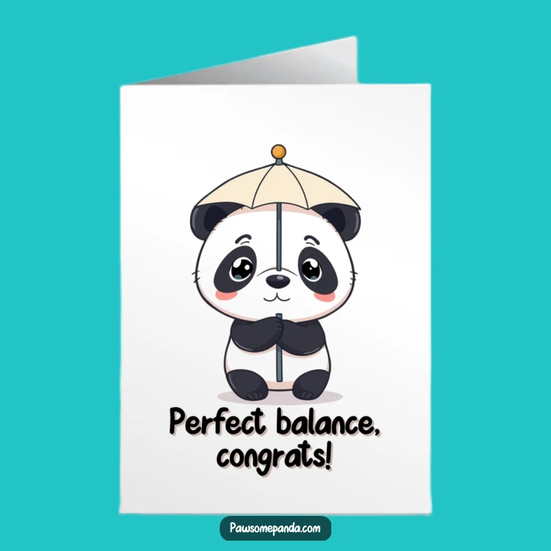 Free Printable Congrats Card: Panda Umbrella Trick, Amusing Downloadable Celebration