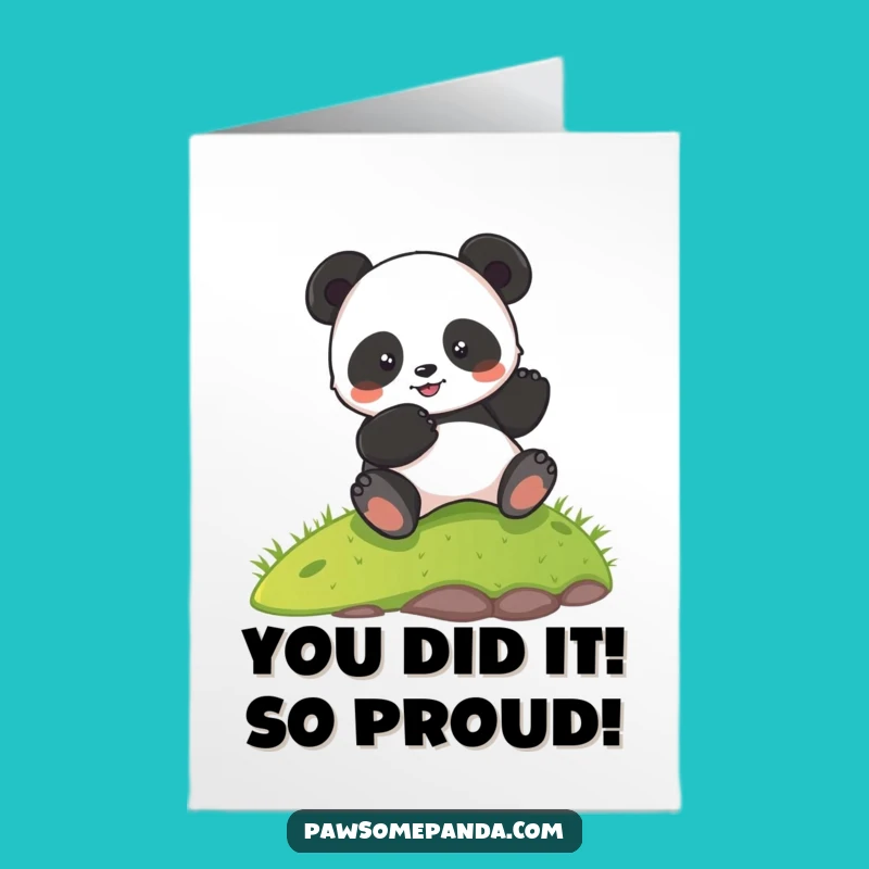 Free Printable Congratulations Card: Joyful Rolling Panda, Humorous Downloadable Greeting for Any Occasion