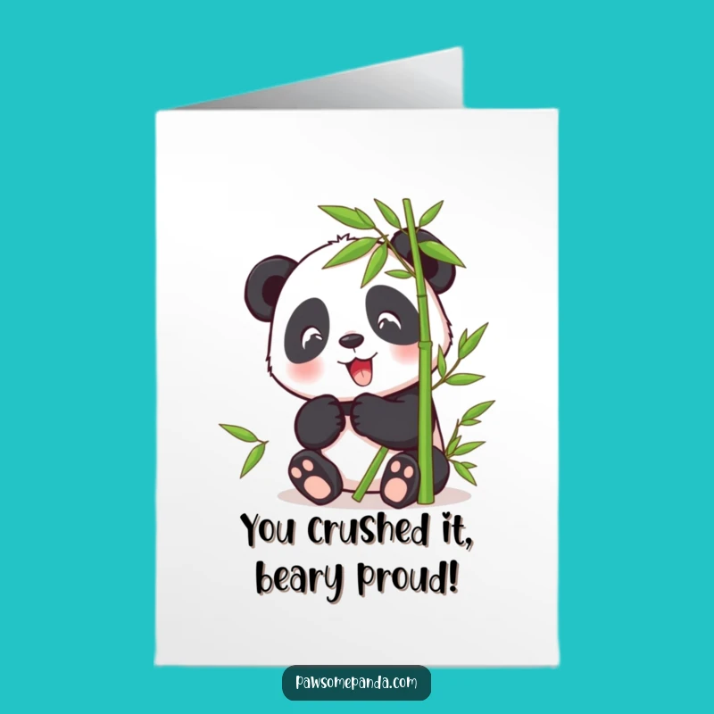 Free Printable Panda Congrats Card: Funny Bamboo Munching Downloadable Success
