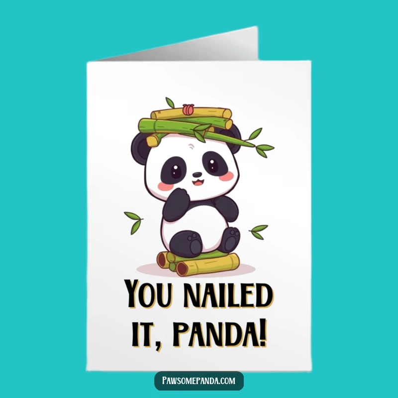 Free Printable Panda Congrats Card: Stacked Success Funny Downloadable Gift