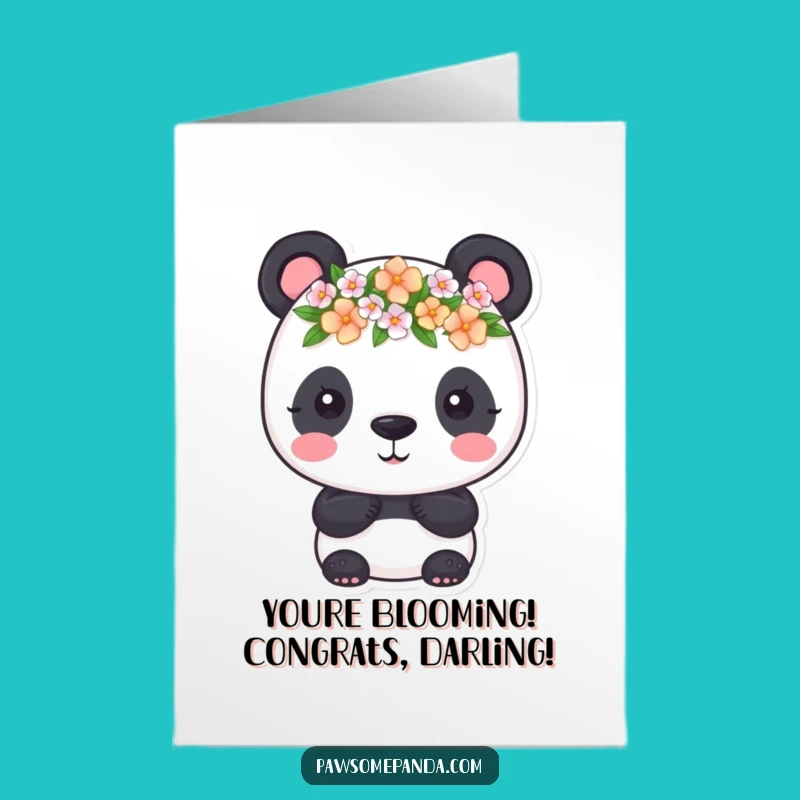 Free Printable Panda Flower Crown Congrats Card - Blooming Downloadable Design