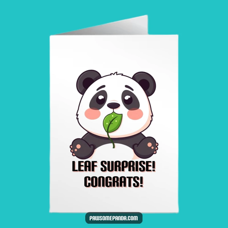 Free Printable Congrats Card: Hilarious Surprised Panda Leaf Nose - DIY Download