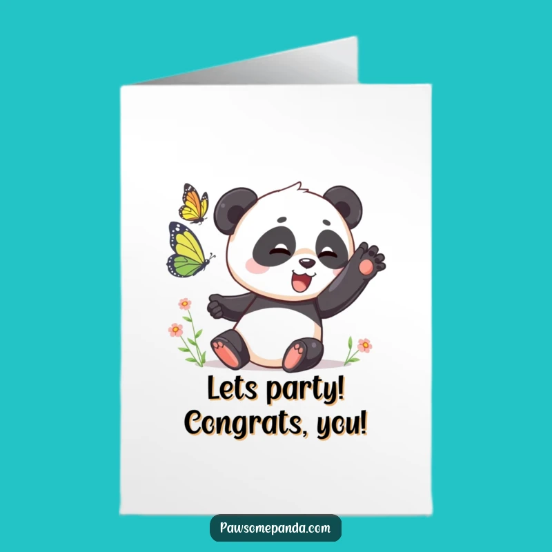 Free Printable Playful Panda Congrats Card - Joyful Downloadable Butterfly Design