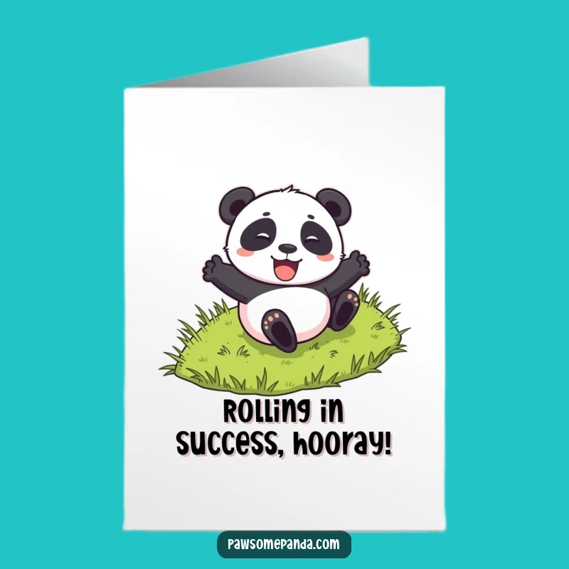 Free Printable Congrats Card: Excited Rolling Panda - Whimsical Downloadable Gift