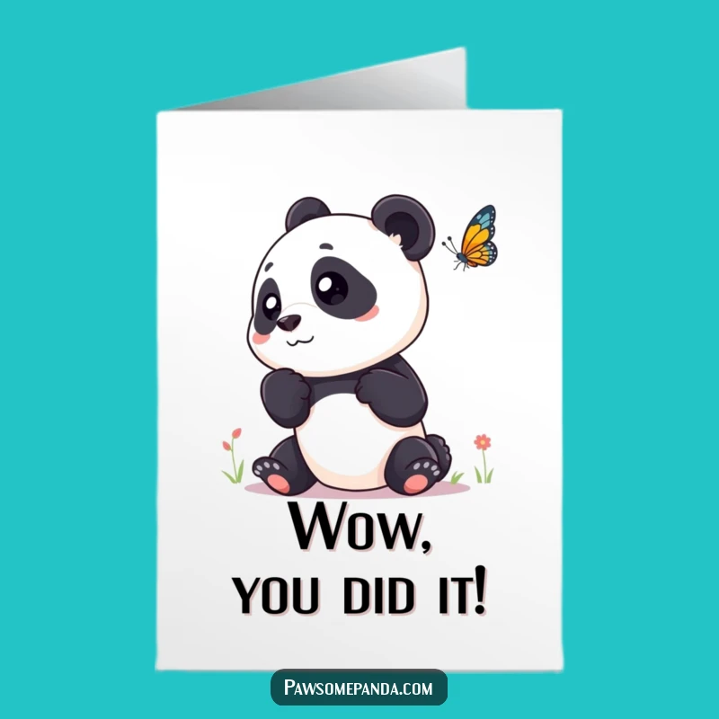 Free Printable Funny Panda Congrats Card - Curious Head Tilt Downloadable Joy