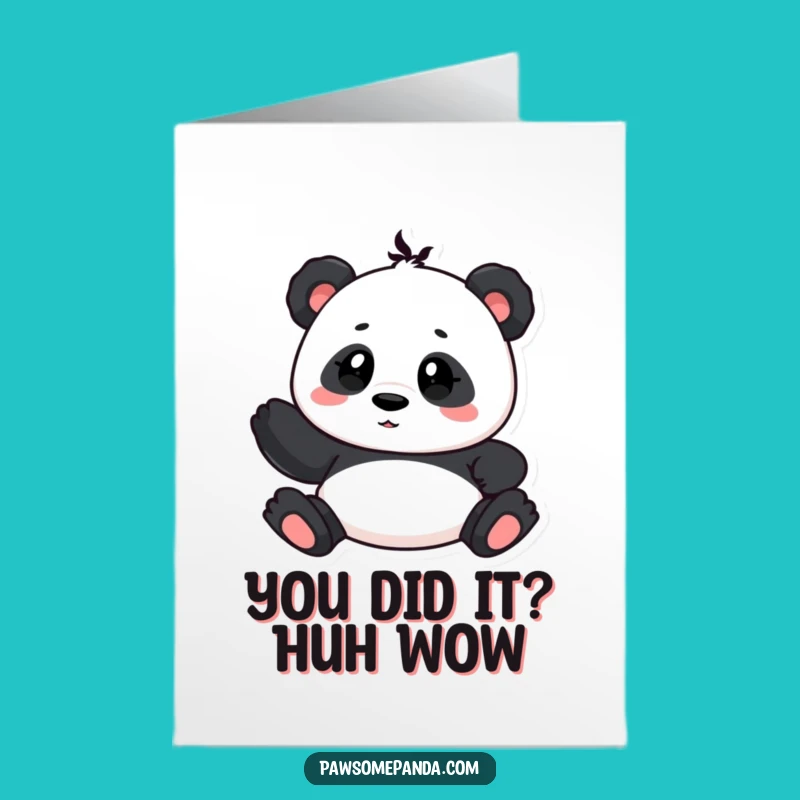Free Printable Panda Congrats Card: Curious Tilt for a Funny Downloadable Celebration Gift