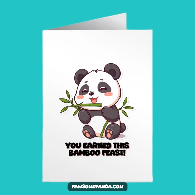 Free Printable Congrats Card: Panda Eating Bamboo - Funny Downloadable Gift