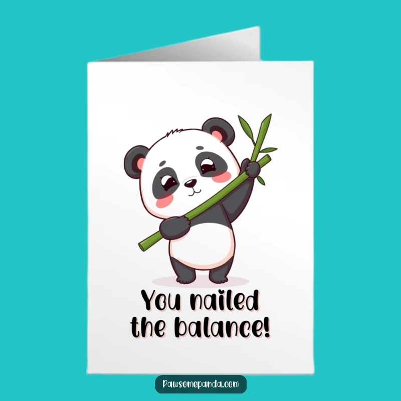 Free Printable Congrats Card: Panda's Bamboo Triumph - Funny Downloadable
