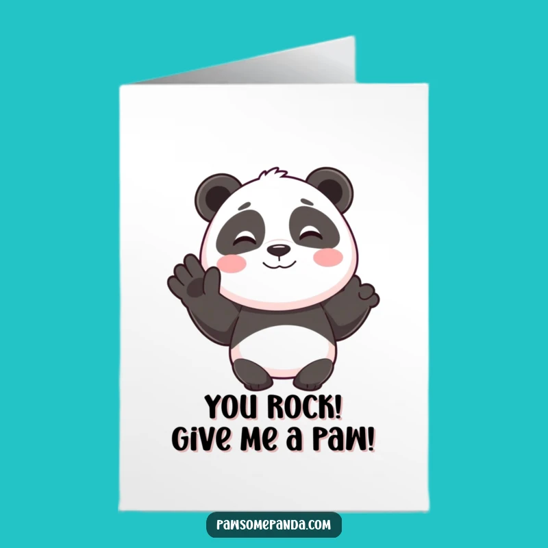 Free Printable Congrats Card: Smiling Panda Waving - Funny Downloadable Gift