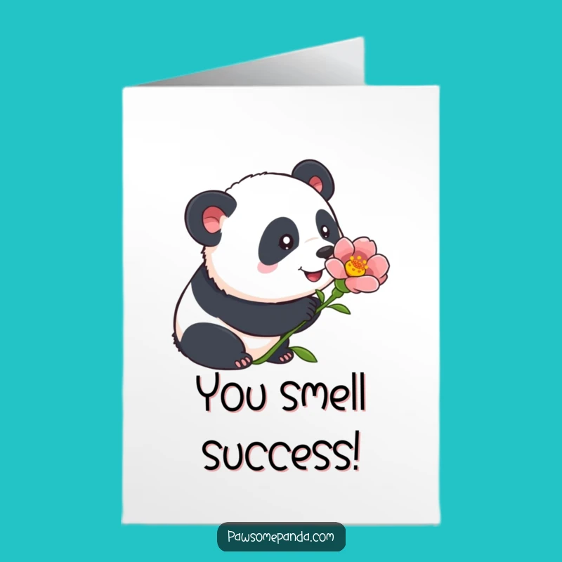 Free Printable Congrats Card: Panda Blooms Success - Funny Downloadable