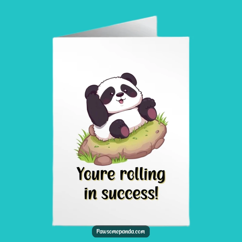 Free Printable Funny Congrats Card: Curious Panda Rolling - Hilarious Downloadable Congratulations!